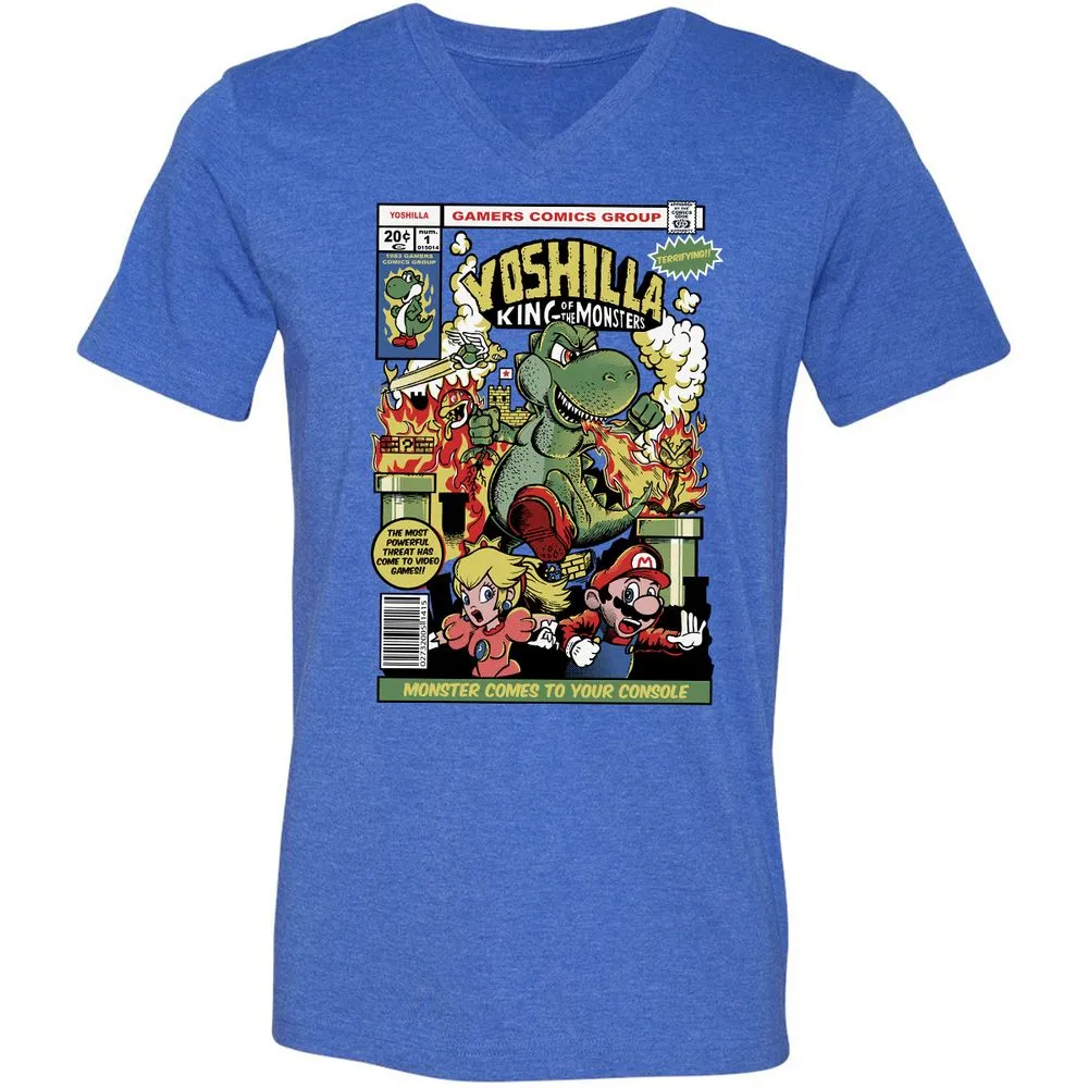 Unisex V-Neck T-Shirt - LM5NEKAH - Heather True Royal - 14