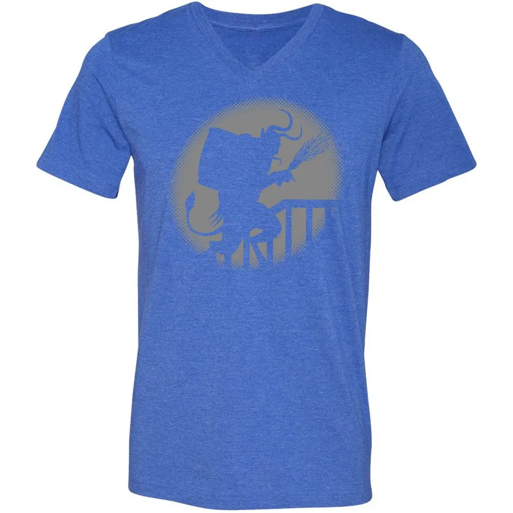 Unisex V-Neck T-Shirt - 4YNB32GQ - Heather True Royal - 14