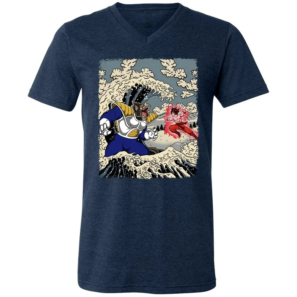 Unisex V-Neck T-Shirt - 9PRUS685 - Heather Navy - 15