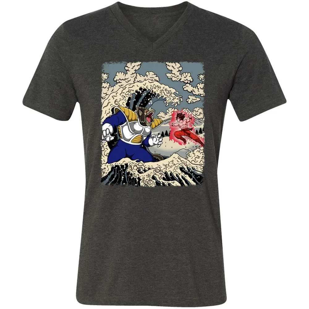 Unisex V-Neck T-Shirt - 9PRUS685 - Dark Grey Heather - 8
