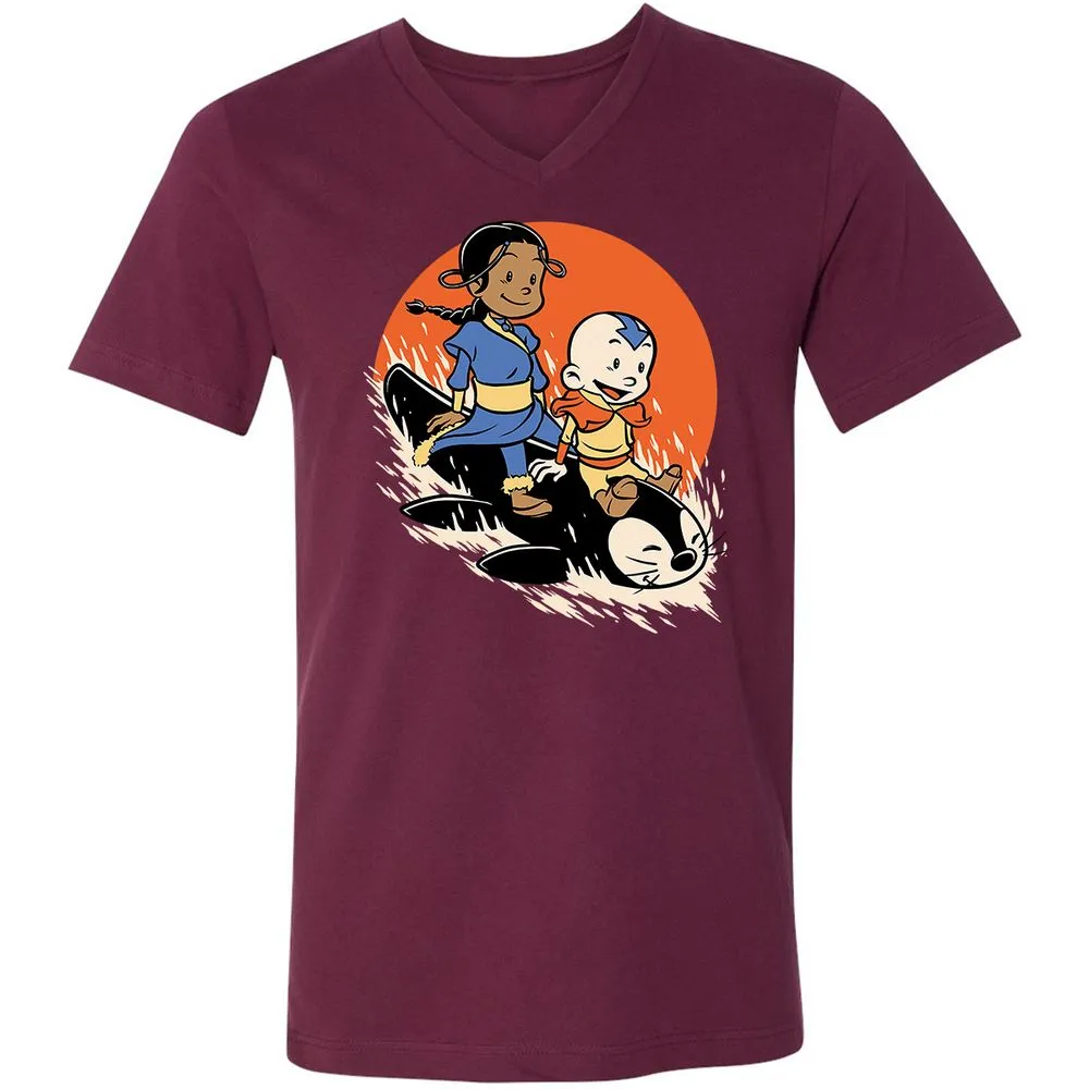 Unisex V-Neck T-Shirt - 9EGLJ1FN - Maroon - 6