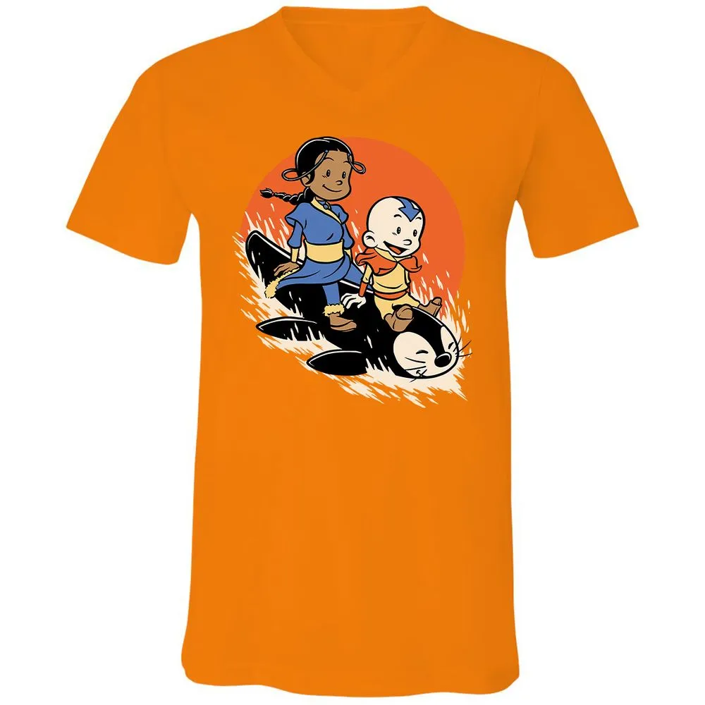 Unisex V-Neck T-Shirt - 9EGLJ1FN - Orange - 11