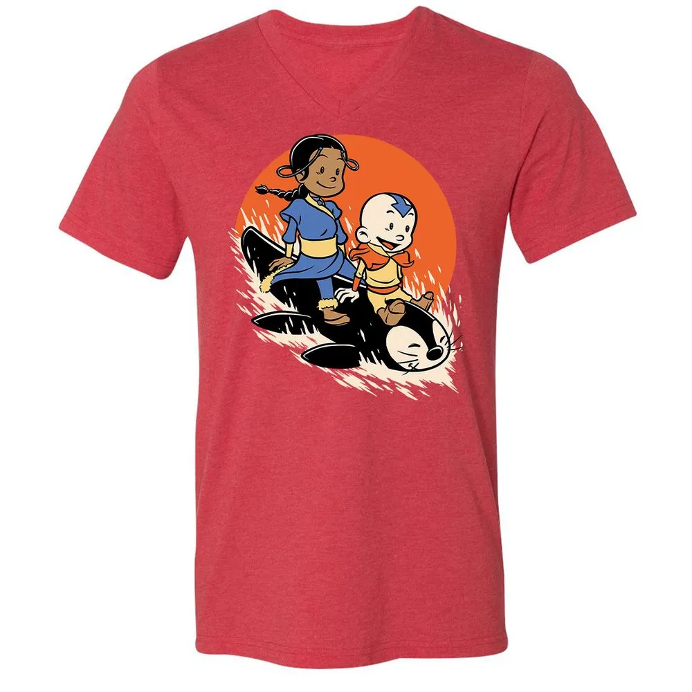 Unisex V-Neck T-Shirt - 9EGLJ1FN - Heather Red - 16