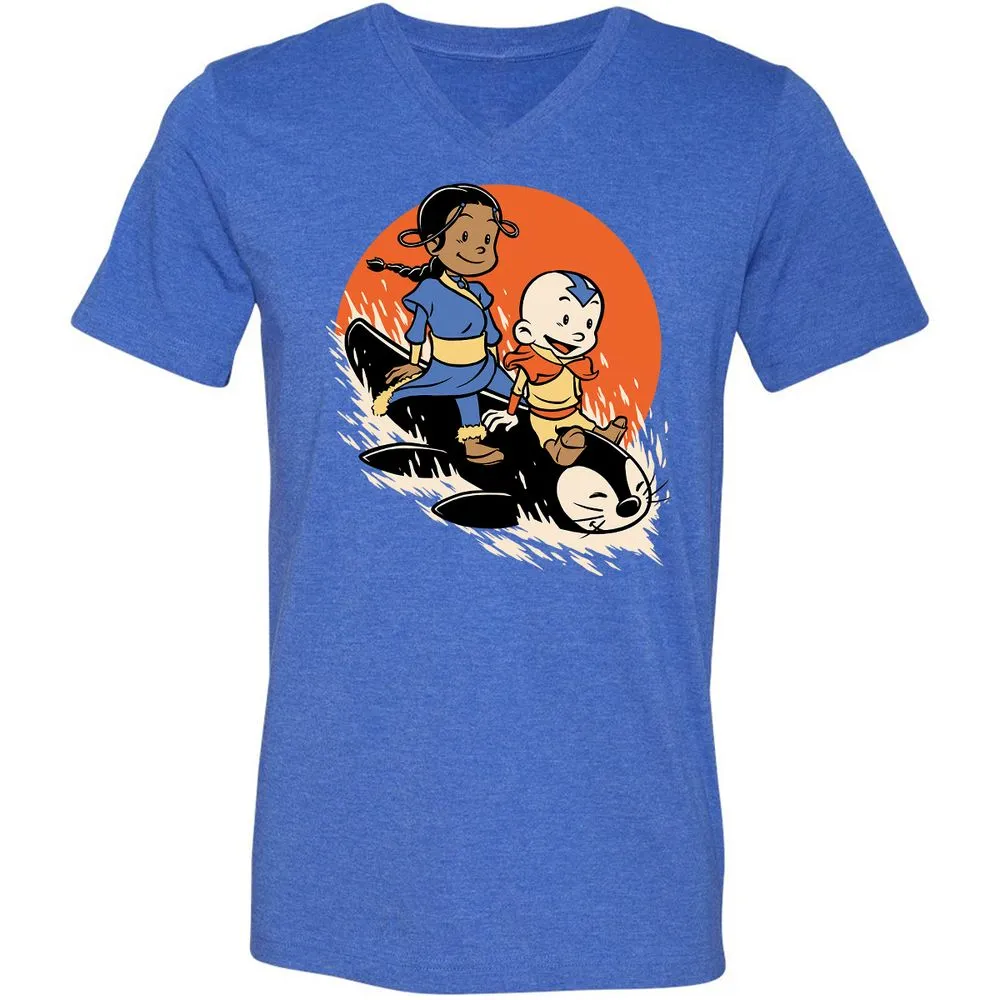 Unisex V-Neck T-Shirt - 9EGLJ1FN - Heather True Royal - 14