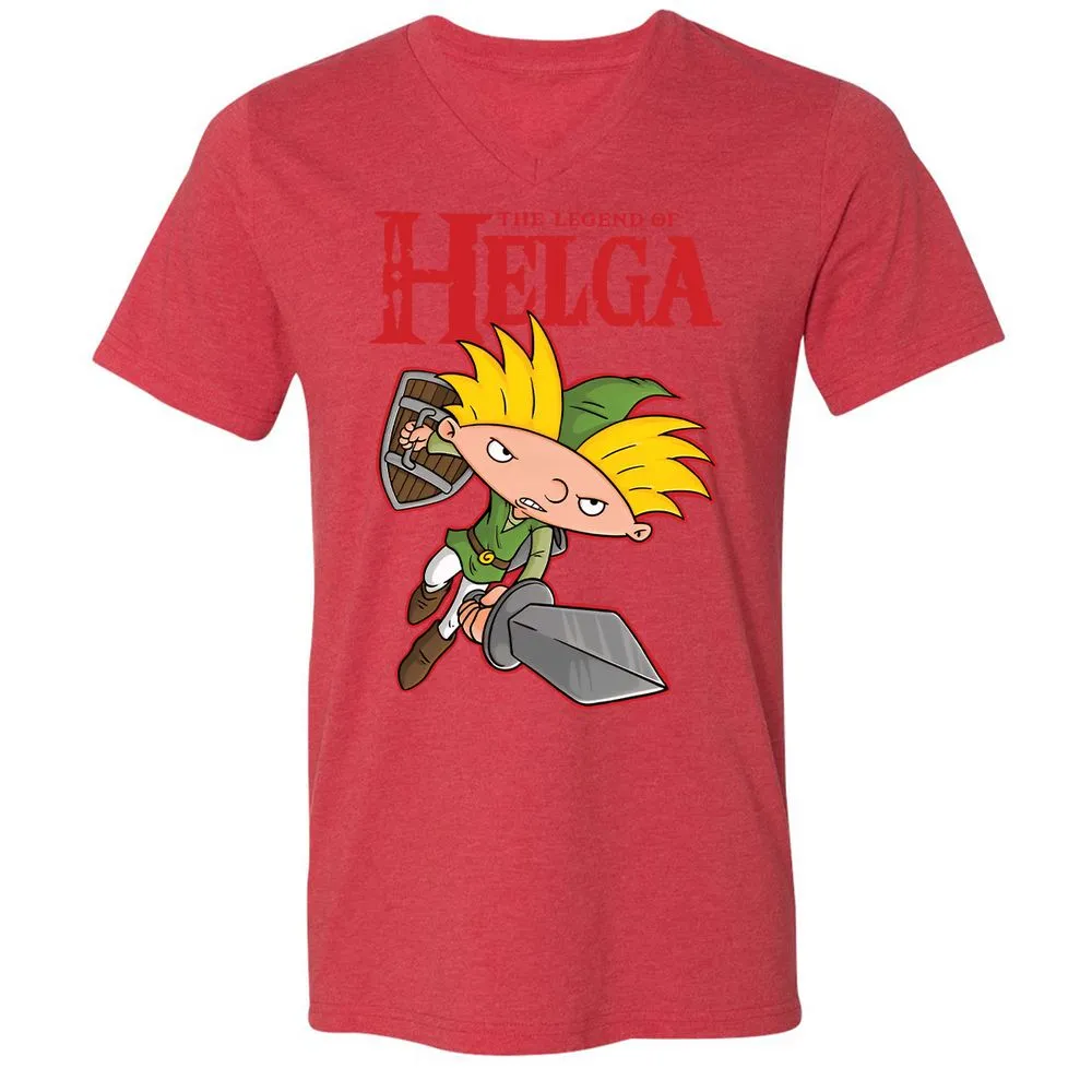 Unisex V-Neck T-Shirt - Y9K1LTRT - Heather Red - 16