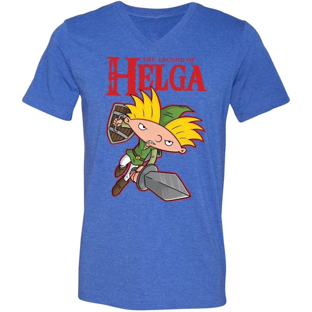 Unisex V-Neck T-Shirt - Y9K1LTRT - Heather True Royal - 14