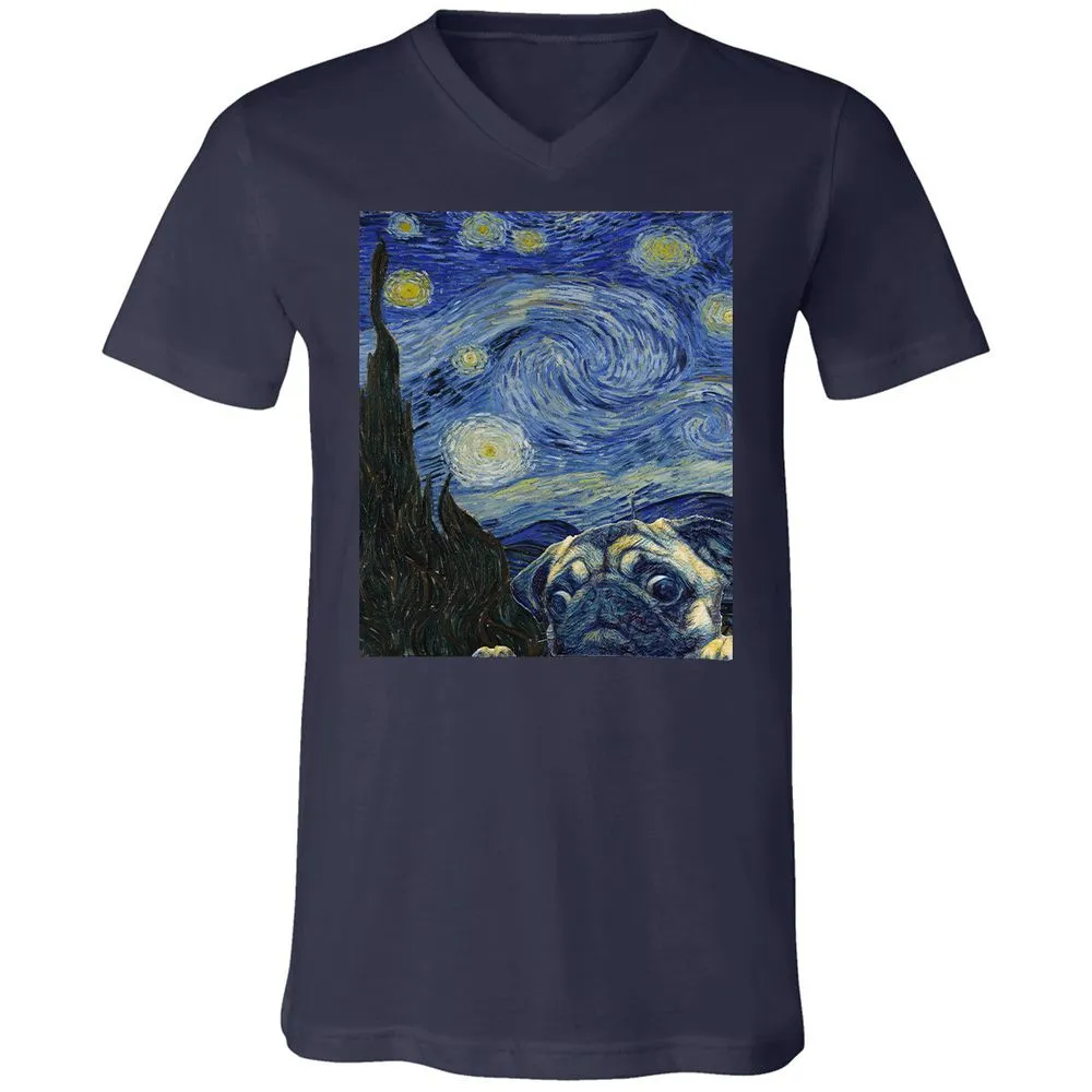 Unisex V-Neck T-Shirt - HJTLKY25 - Navy - 2