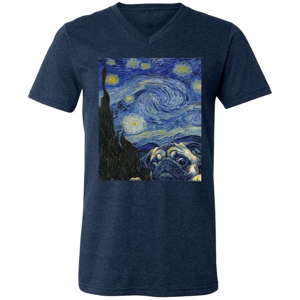 Unisex V-Neck T-Shirt - HJTLKY25 - Heather Navy - 15