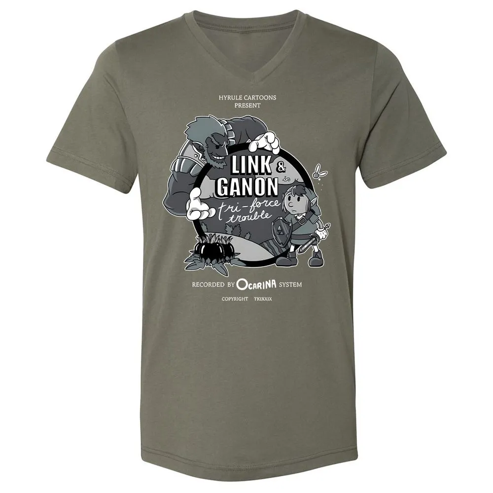 Unisex V-Neck T-Shirt - R5CWJQP9 - Military Green - 10