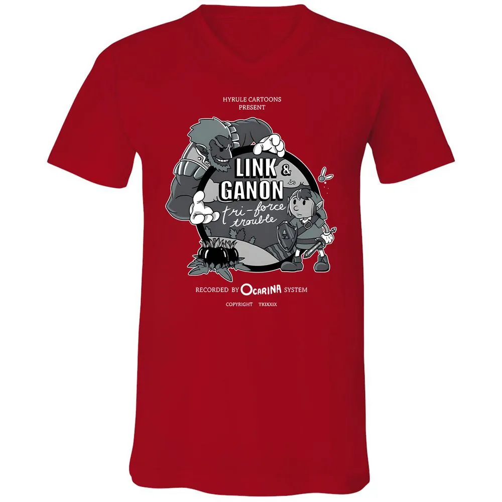 Unisex V-Neck T-Shirt - R5CWJQP9 - Red - 3