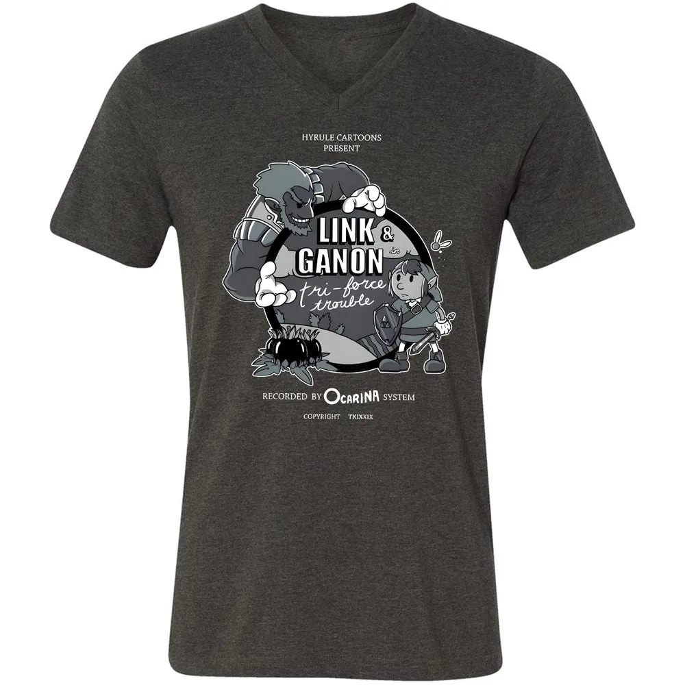 Unisex V-Neck T-Shirt - R5CWJQP9 - Dark Grey Heather - 8