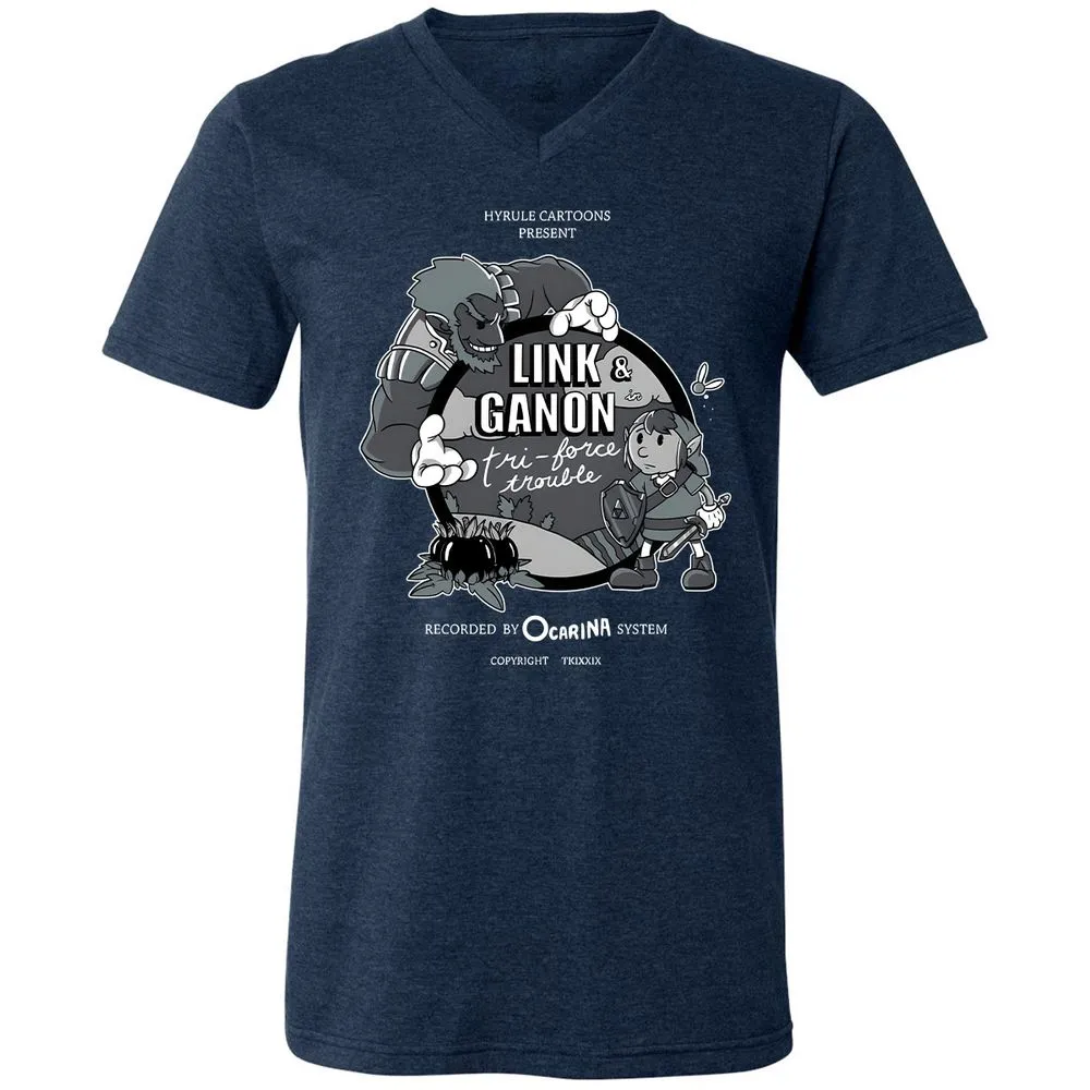 Unisex V-Neck T-Shirt - R5CWJQP9 - Heather Navy - 15