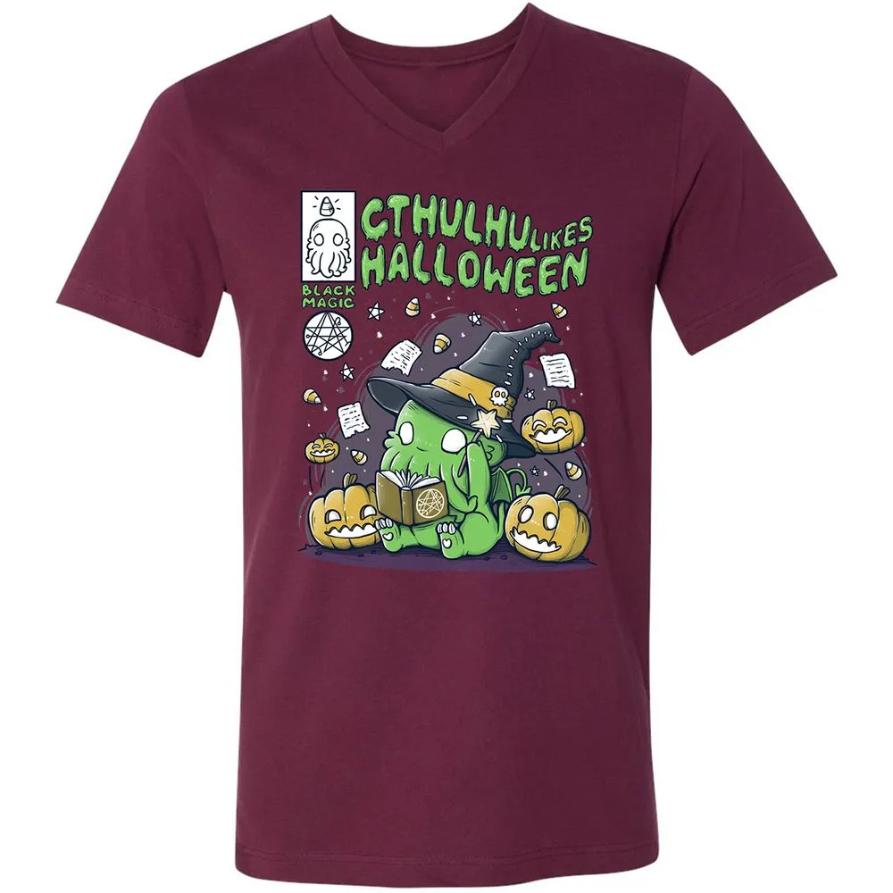 Unisex V-Neck T-Shirt - EGSXQRHN - Maroon - 6