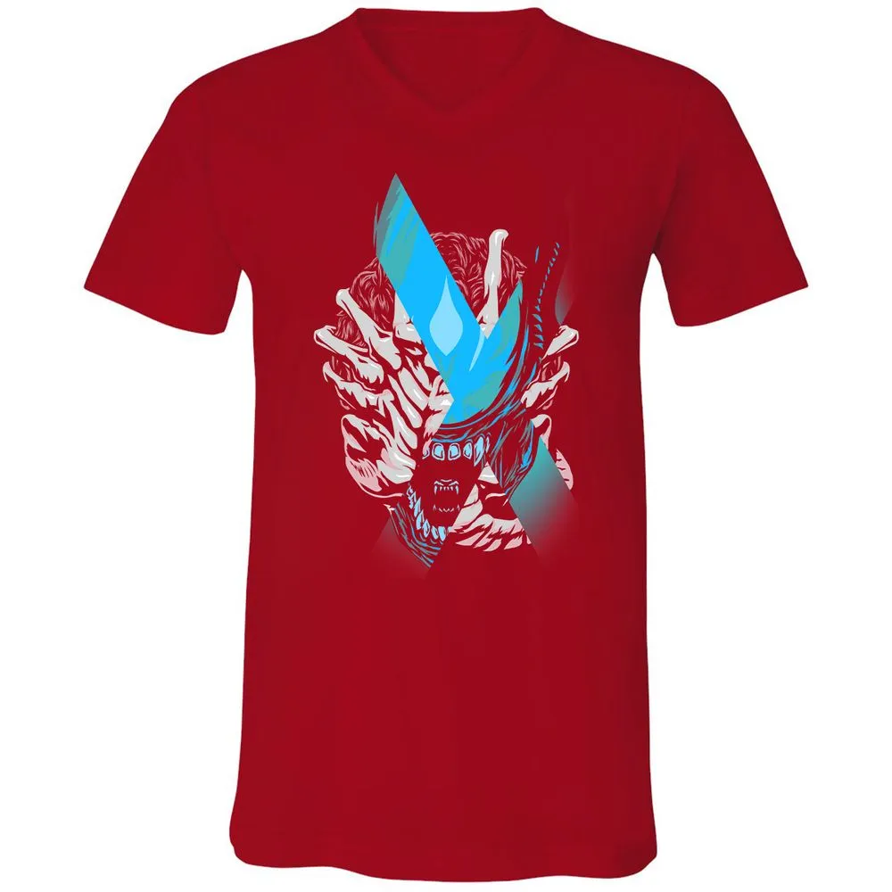Unisex V-Neck T-Shirt - X6XW7949 - Red - 3