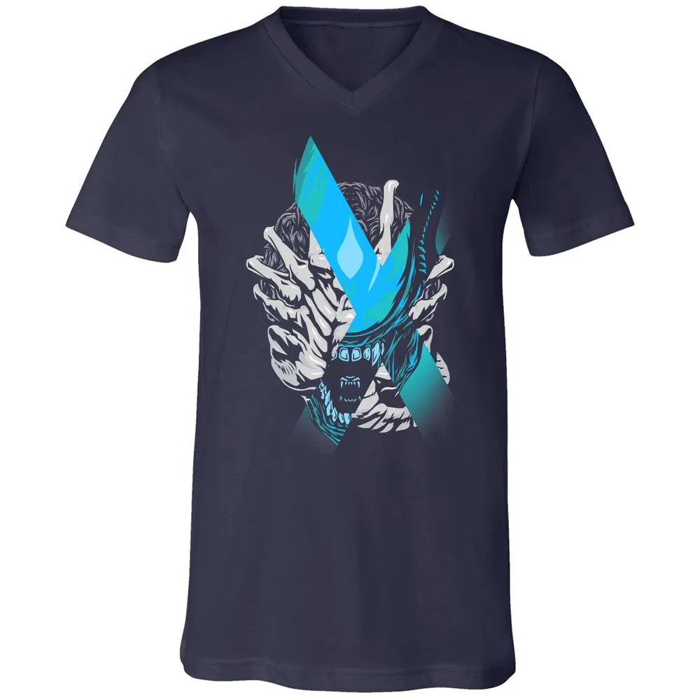 Unisex V-Neck T-Shirt - X6XW7949 - Navy - 2