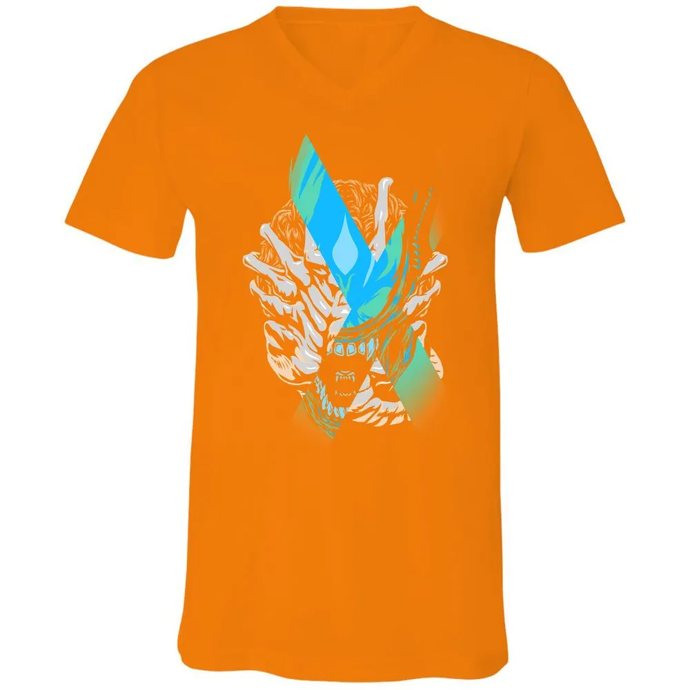 Unisex V-Neck T-Shirt - X6XW7949 - Orange - 11