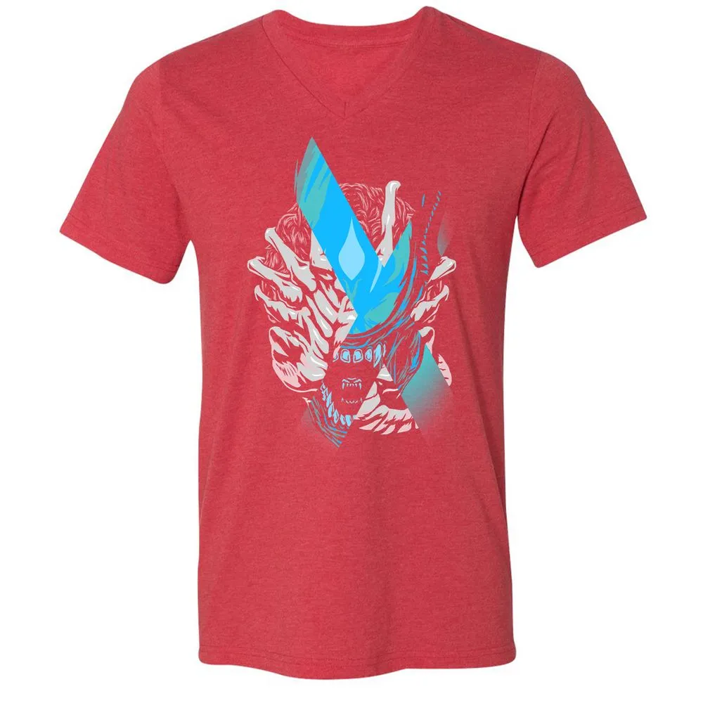 Unisex V-Neck T-Shirt - X6XW7949 - Heather Red - 16