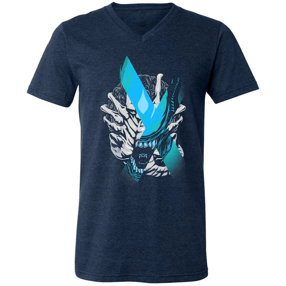 Unisex V-Neck T-Shirt - X6XW7949 - Heather Navy - 15