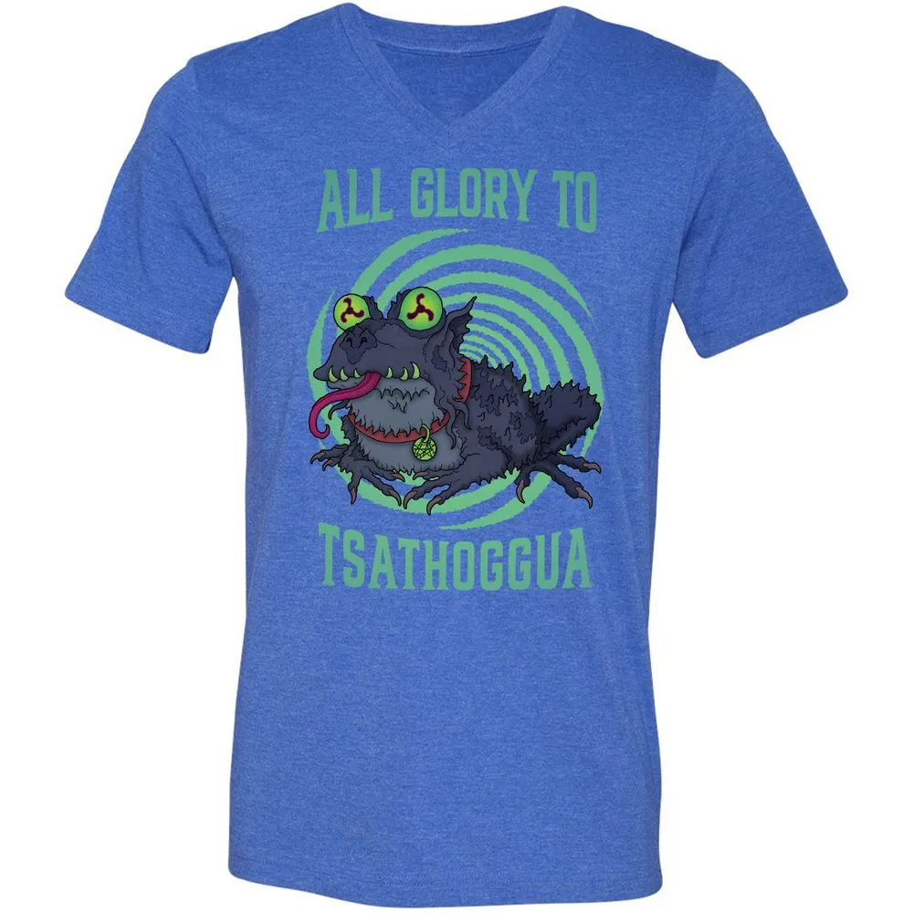 Unisex V-Neck T-Shirt - 2R1FEV9B - Heather True Royal - 14