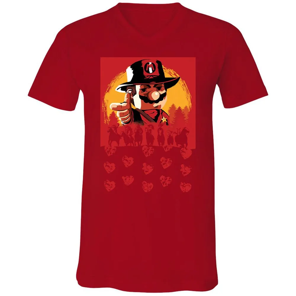 Unisex V-Neck T-Shirt - QTV11C72 - Red - 3