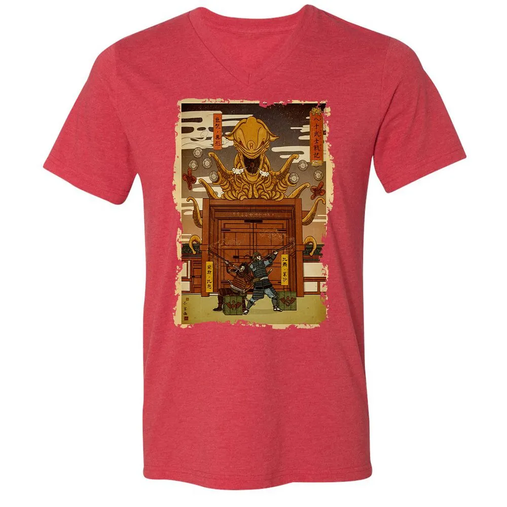 Unisex V-Neck T-Shirt - MREQH3NN - Heather Red - 16
