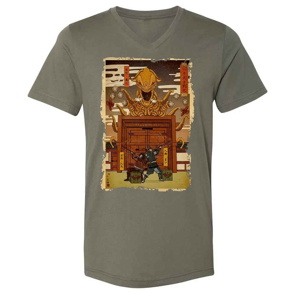 Unisex V-Neck T-Shirt - MREQH3NN - Military Green - 10