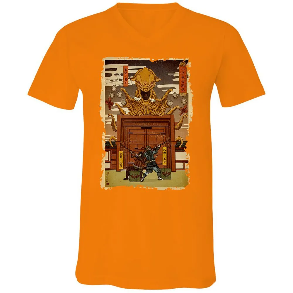 Unisex V-Neck T-Shirt - MREQH3NN - Orange - 11