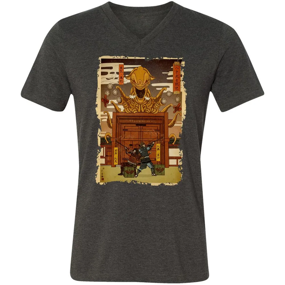Unisex V-Neck T-Shirt - MREQH3NN - Dark Grey Heather - 8