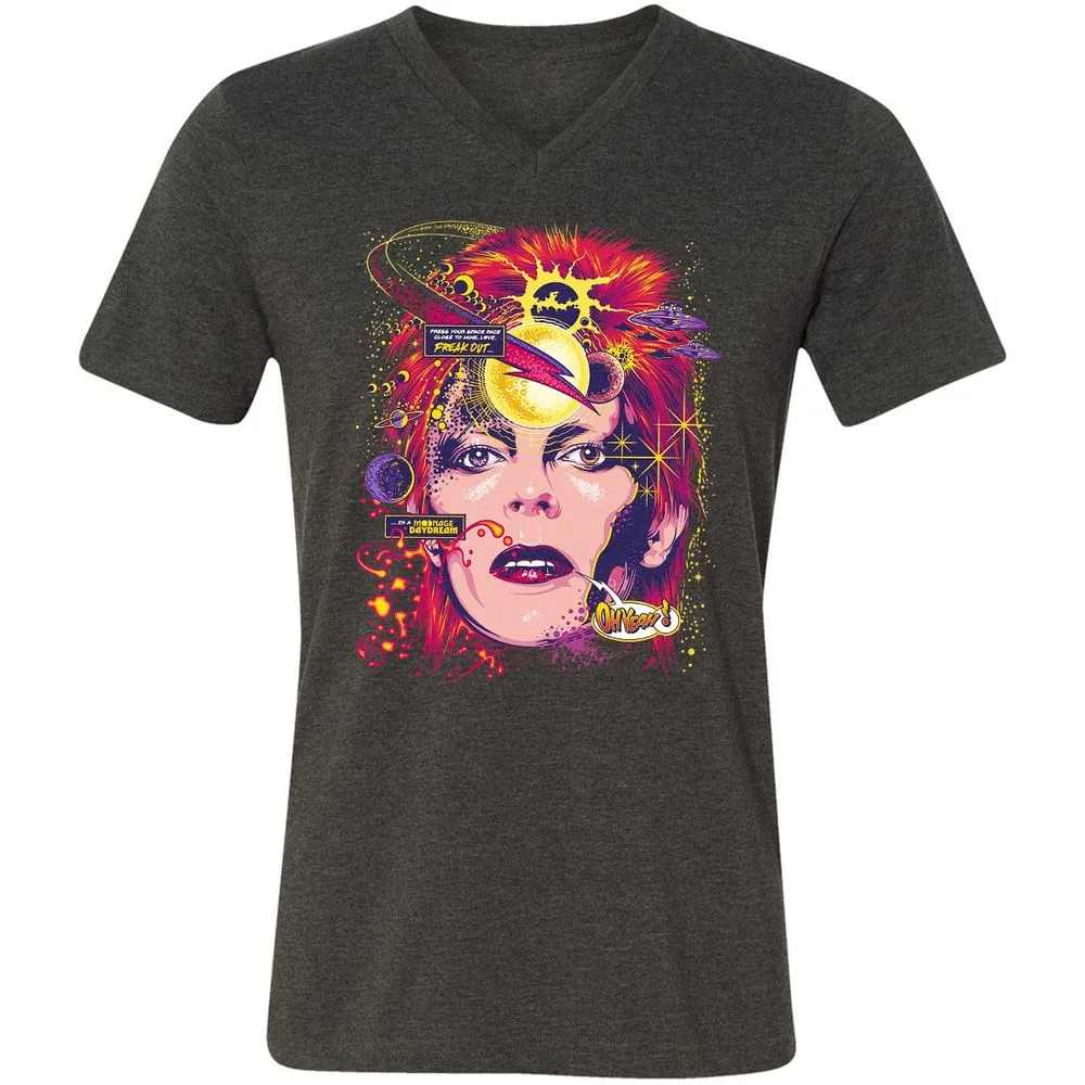 Unisex V-Neck T-Shirt - GLHNL2MK - Dark Grey Heather - 8