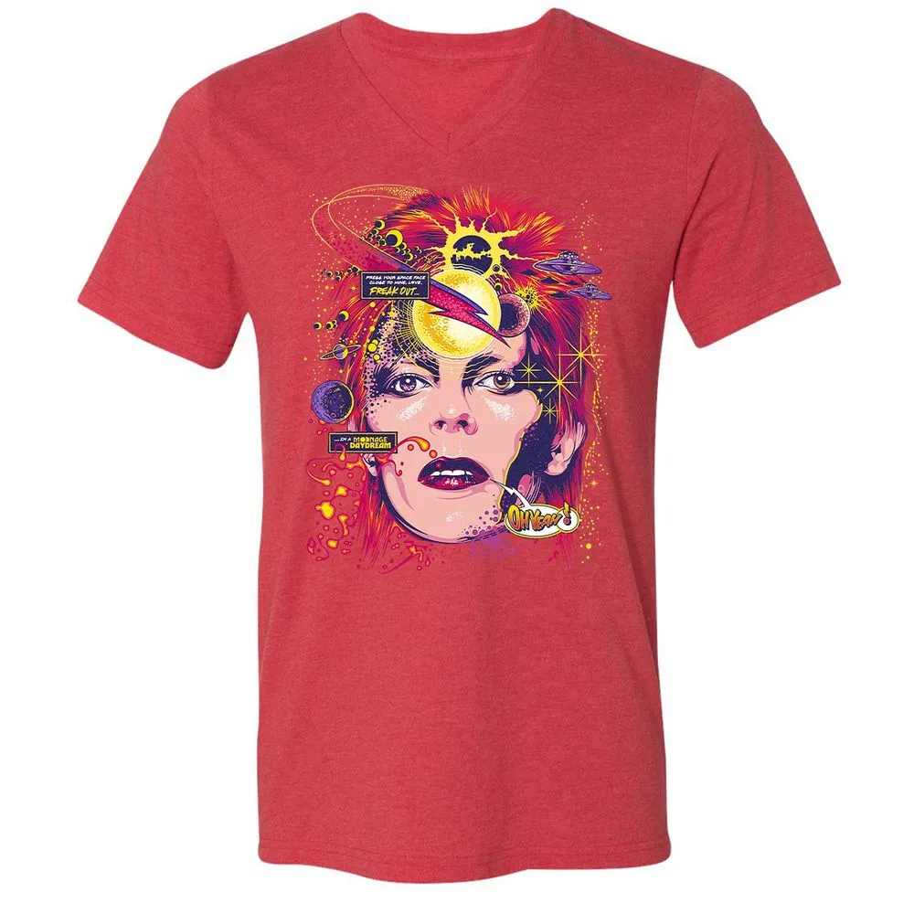 Unisex V-Neck T-Shirt - GLHNL2MK - Heather Red - 16