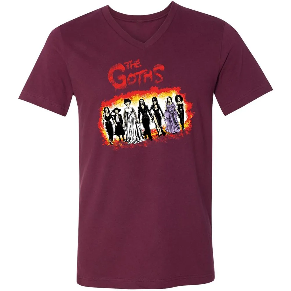 Unisex V-Neck T-Shirt - B7JH9KRL - Maroon - 6