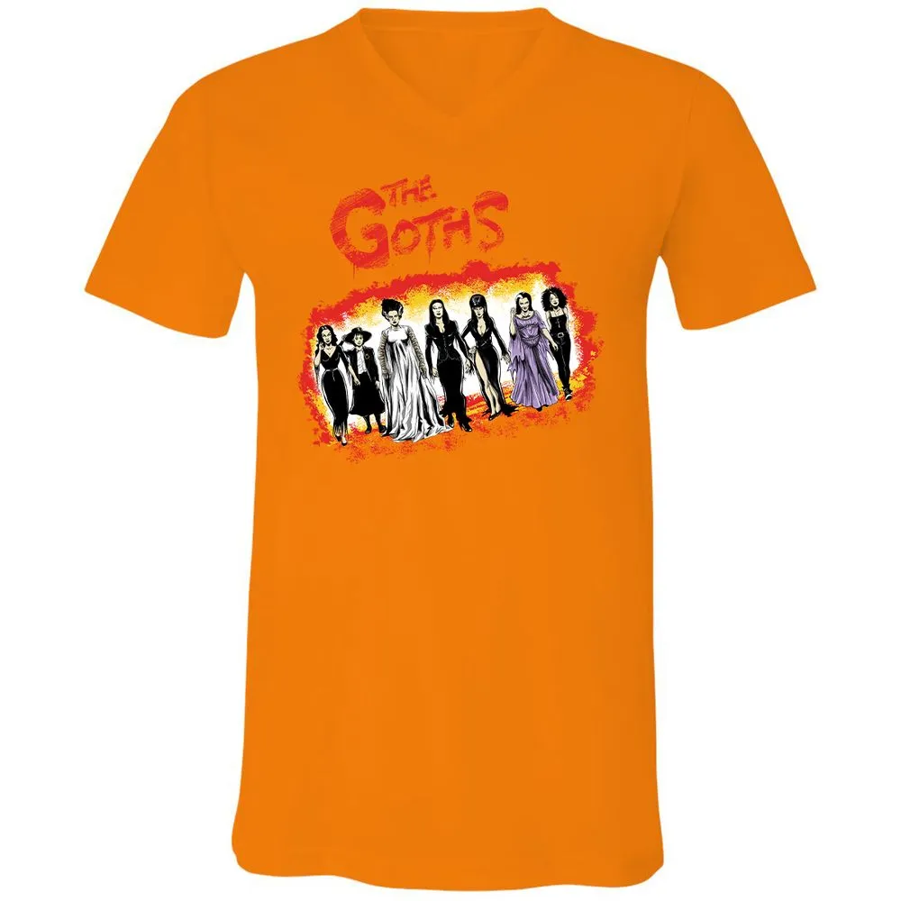 Unisex V-Neck T-Shirt - B7JH9KRL - Orange - 11