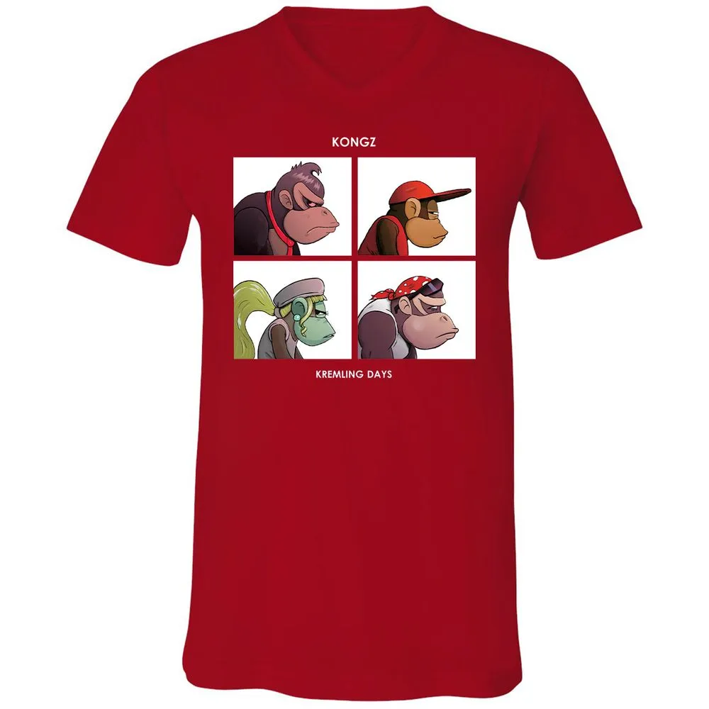 Unisex V-Neck T-Shirt - N695K2RH - Red - 3