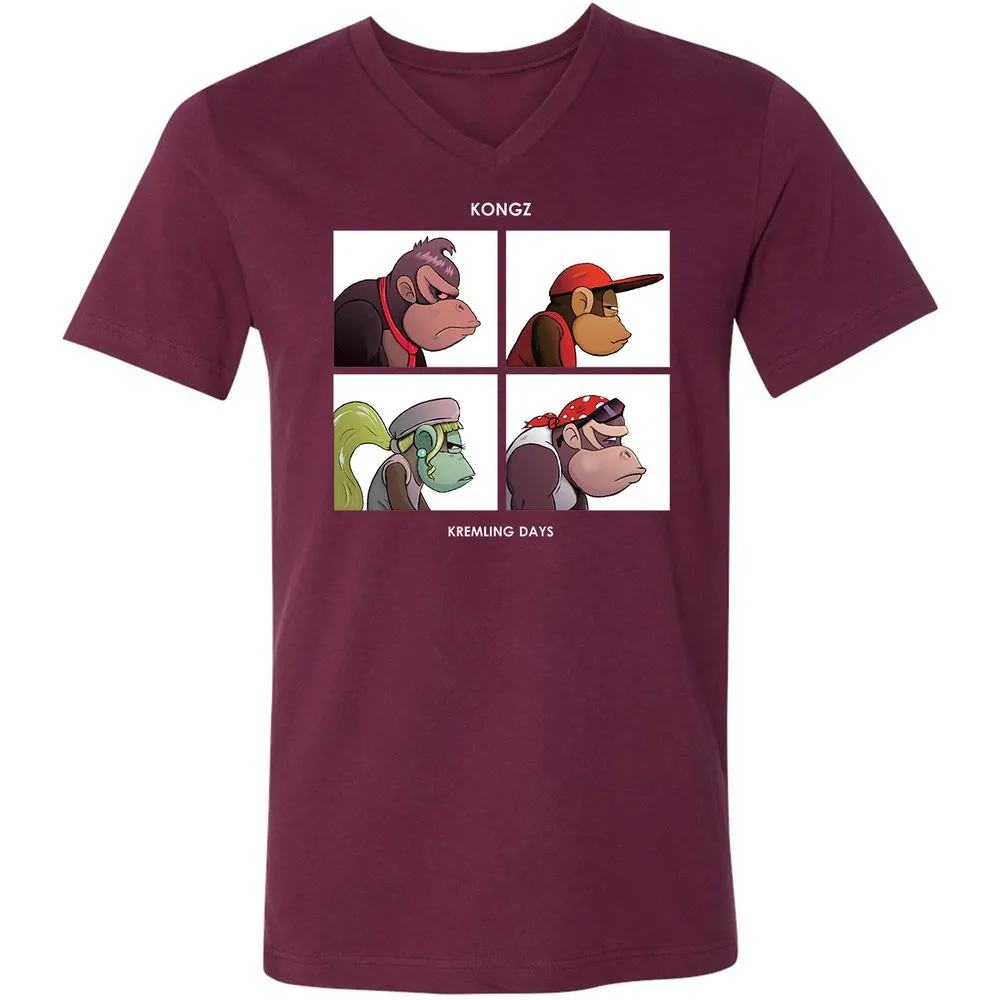 Unisex V-Neck T-Shirt - N695K2RH - Maroon - 6