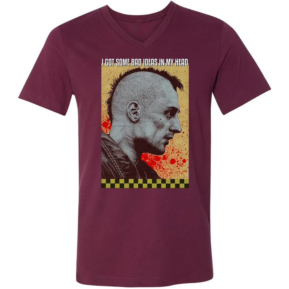 Unisex V-Neck T-Shirt - WHZK5HNE - Maroon - 6