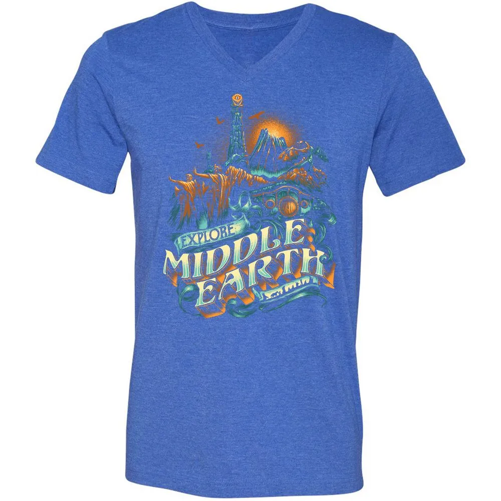 Unisex V-Neck T-Shirt - GPWNLLCR - Heather True Royal - 14