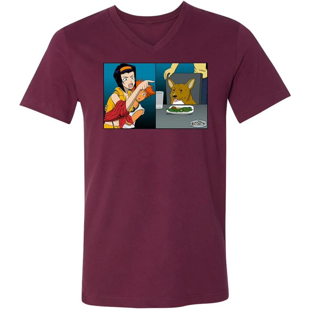 Unisex V-Neck T-Shirt - XVKXJB5G - Maroon - 6