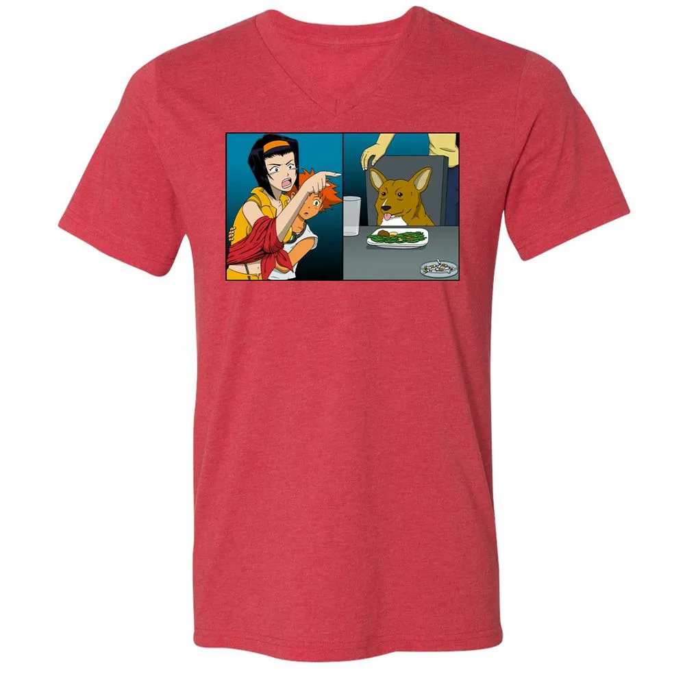Unisex V-Neck T-Shirt - XVKXJB5G - Heather Red - 16