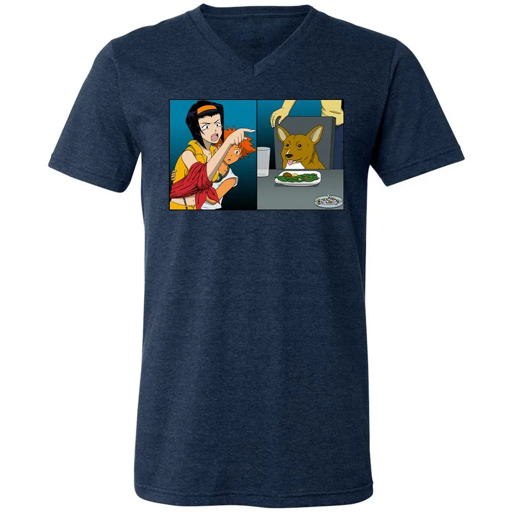 Unisex V-Neck T-Shirt - XVKXJB5G - Heather Navy - 15