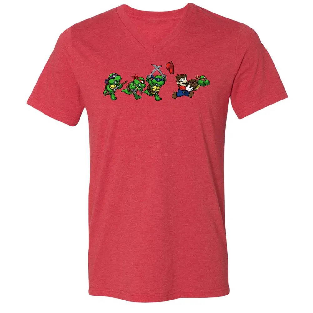 Unisex V-Neck T-Shirt - ELFBWU2L - Heather Red - 16