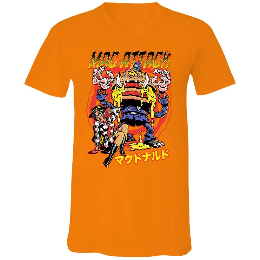 Unisex V-Neck T-Shirt - 22J7U54W - Orange - 11