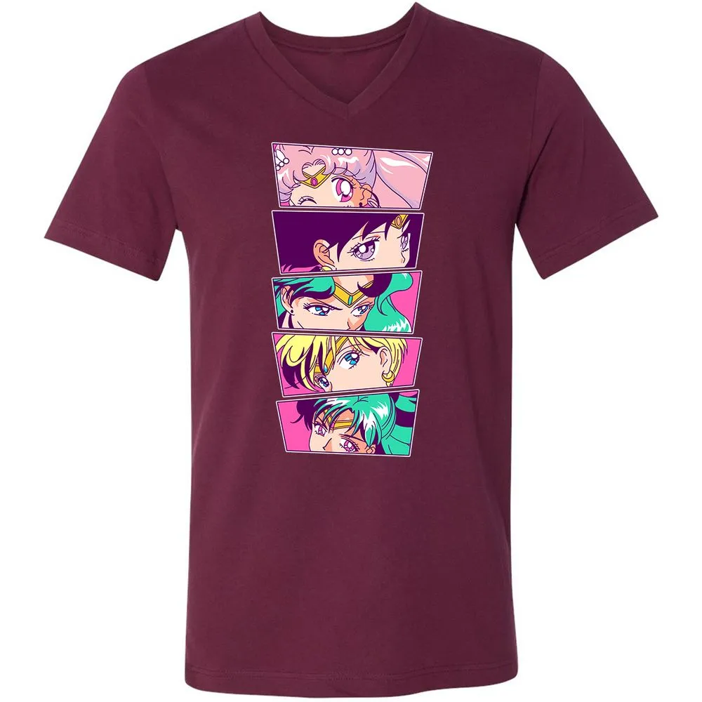 Unisex V-Neck T-Shirt - KVFL6QH8 - Maroon - 6