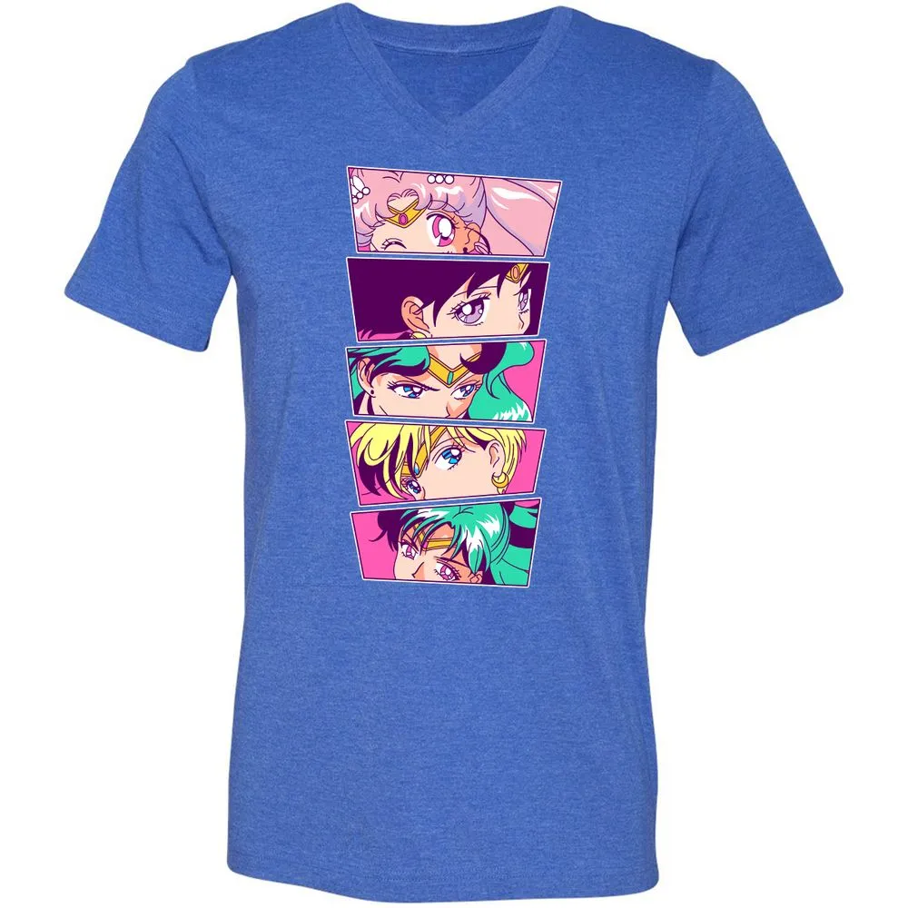 Unisex V-Neck T-Shirt - KVFL6QH8 - Heather True Royal - 14