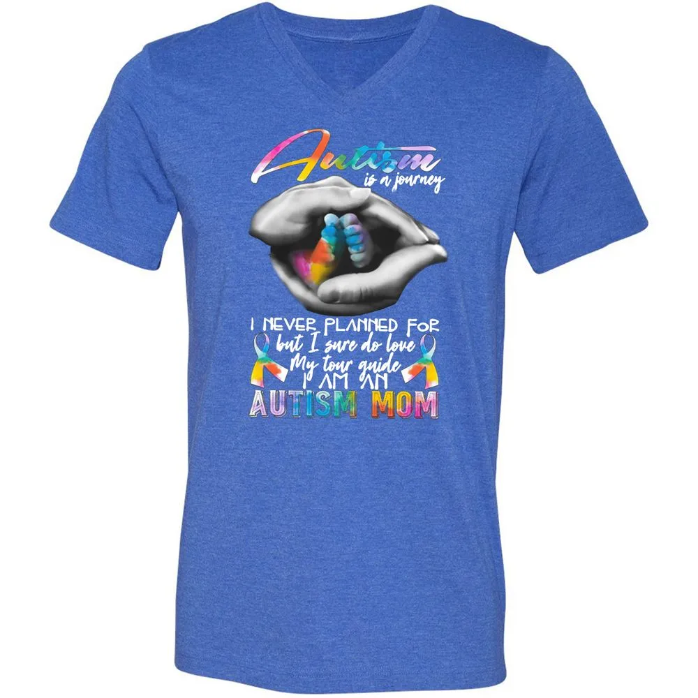 Unisex V-Neck T-Shirt - P1BDKZLG - Heather True Royal - 14