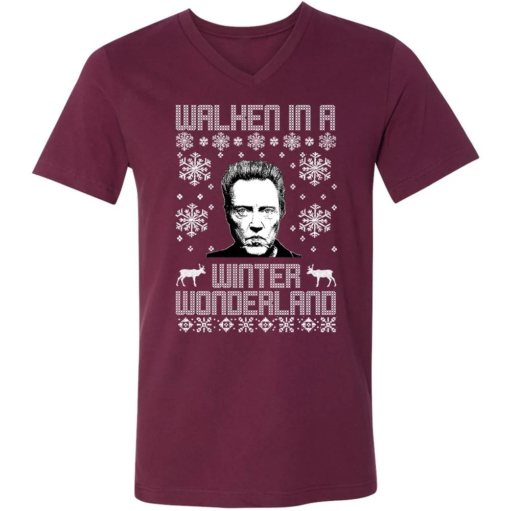 Unisex V-Neck T-Shirt - UHV5Q7KT - Maroon - 6