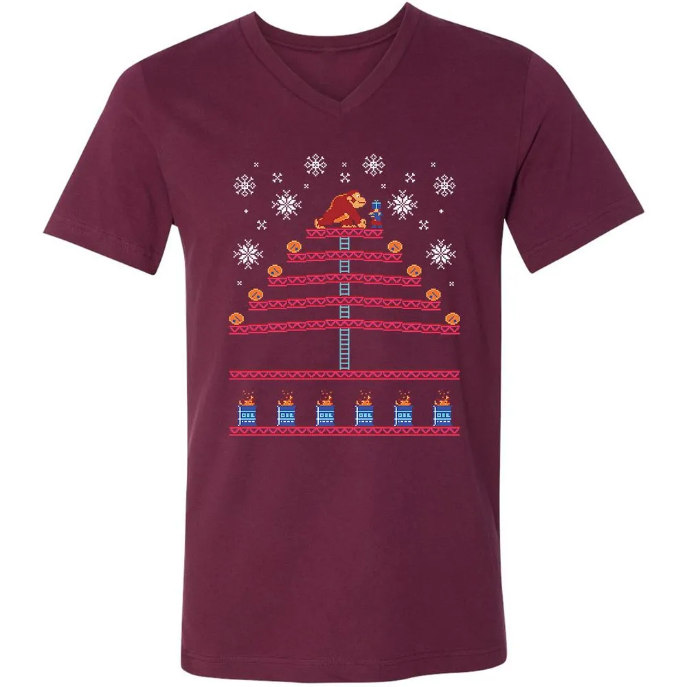 Unisex V-Neck T-Shirt - KQKNH9ZD - Maroon - 6