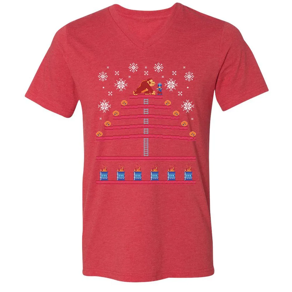 Unisex V-Neck T-Shirt - KQKNH9ZD - Heather Red - 16