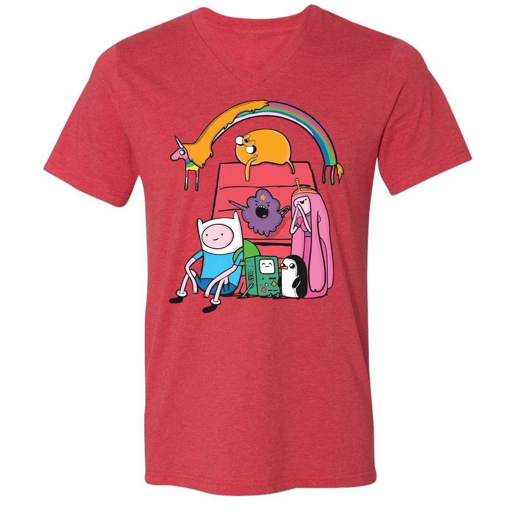 Unisex V-Neck T-Shirt - 4LPXVRDQ - Heather Red - 16