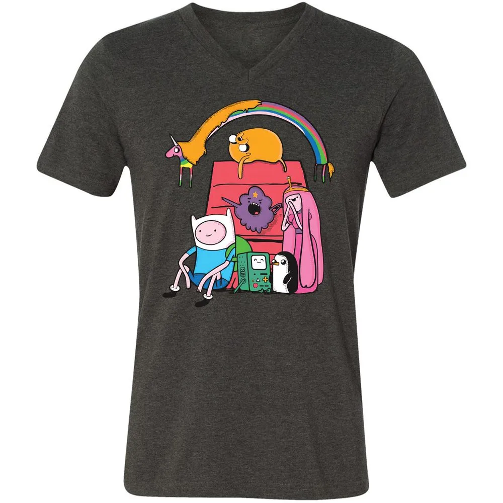 Unisex V-Neck T-Shirt - 4LPXVRDQ - Dark Grey Heather - 8