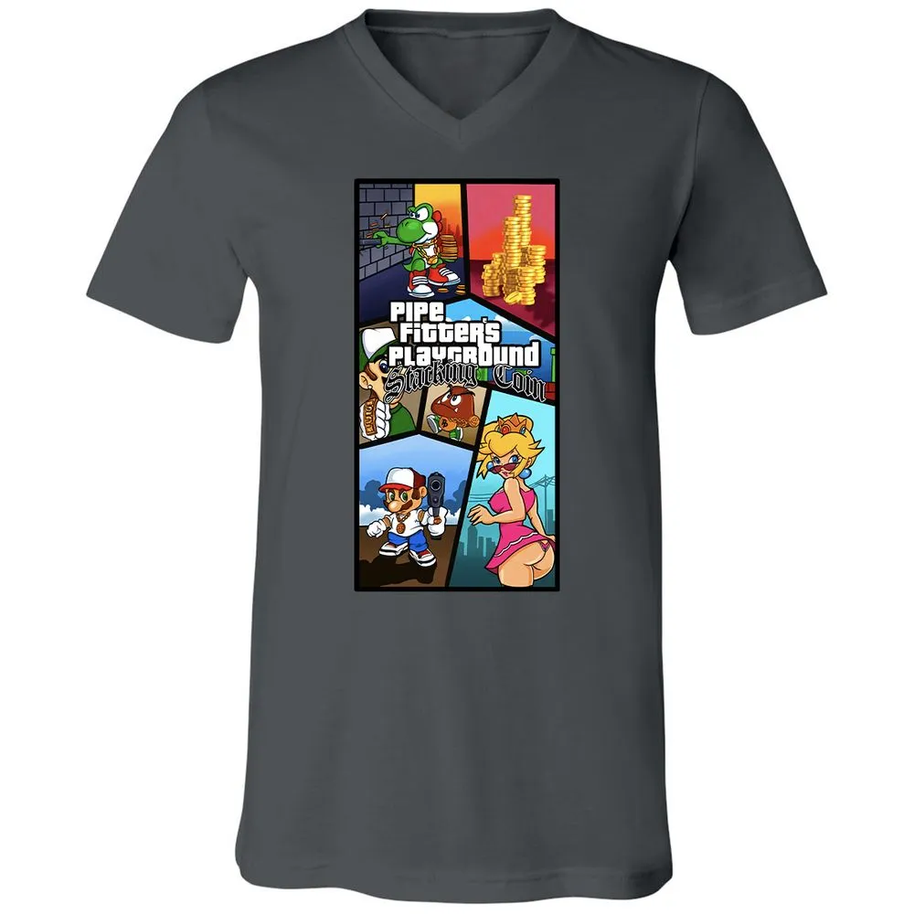 Unisex V-Neck T-Shirt - DYXCW3KN - Asphalt - 12
